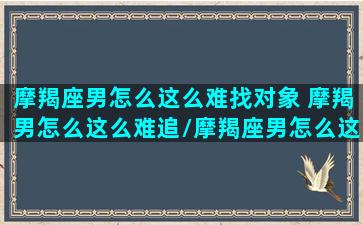 摩羯座男怎么这么难找对象 摩羯男怎么这么难追/摩羯座男怎么这么难找对象 摩羯男怎么这么难追-我的网站